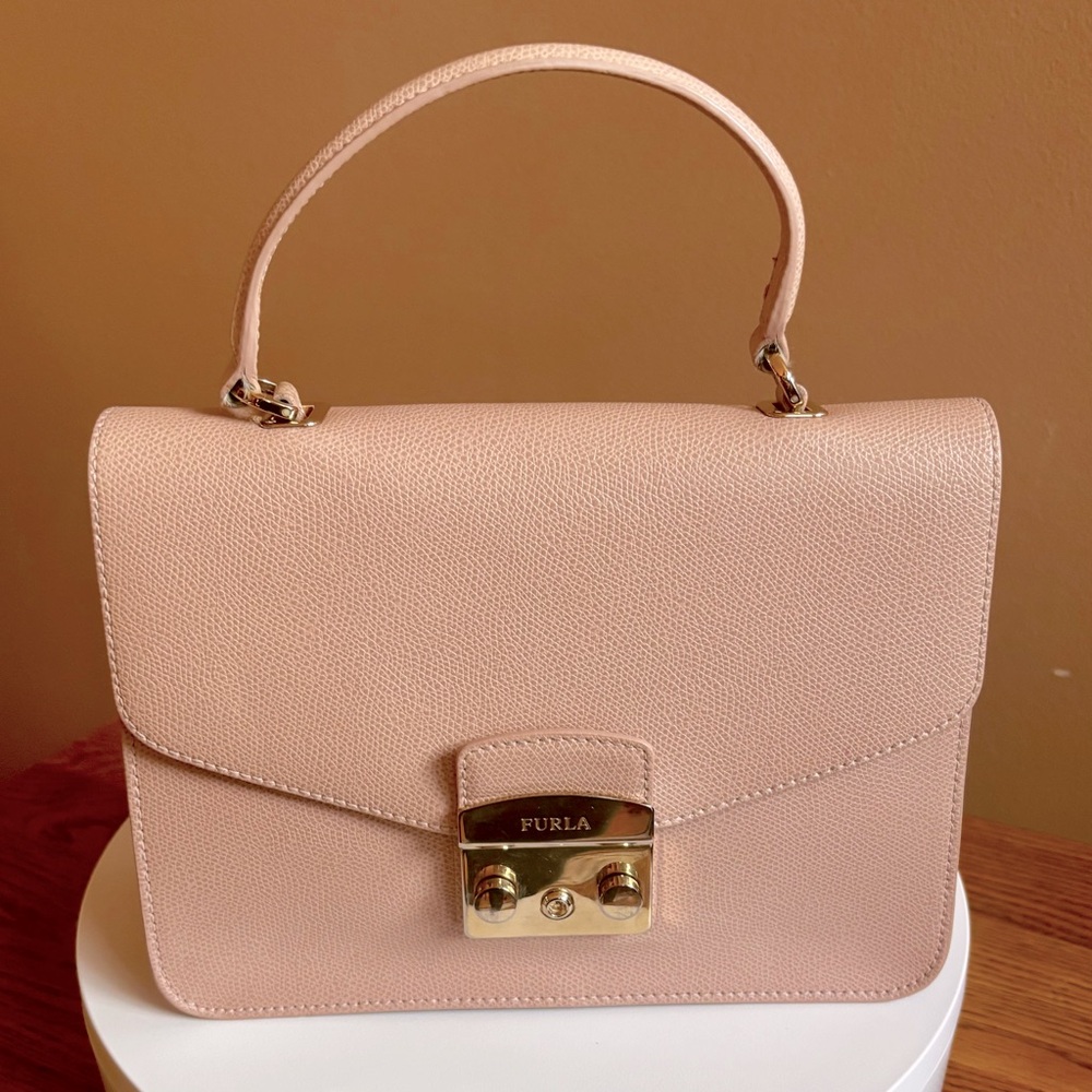 FURLA NUDE PINK SAFFIANO LEATHER MINI JULIA TOTE/CROSSBODY